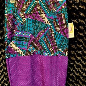 💜LULAROE CASSIE PURPLE MULTIPLE PATTERN SKIRT NWT